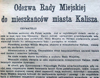 Odzyskanie niepodległości w Kaliszu w 1918 r. - Przejdź na podstronę