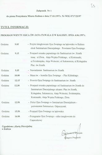 Program wizyty Ojca Świętego Jana Pawła II